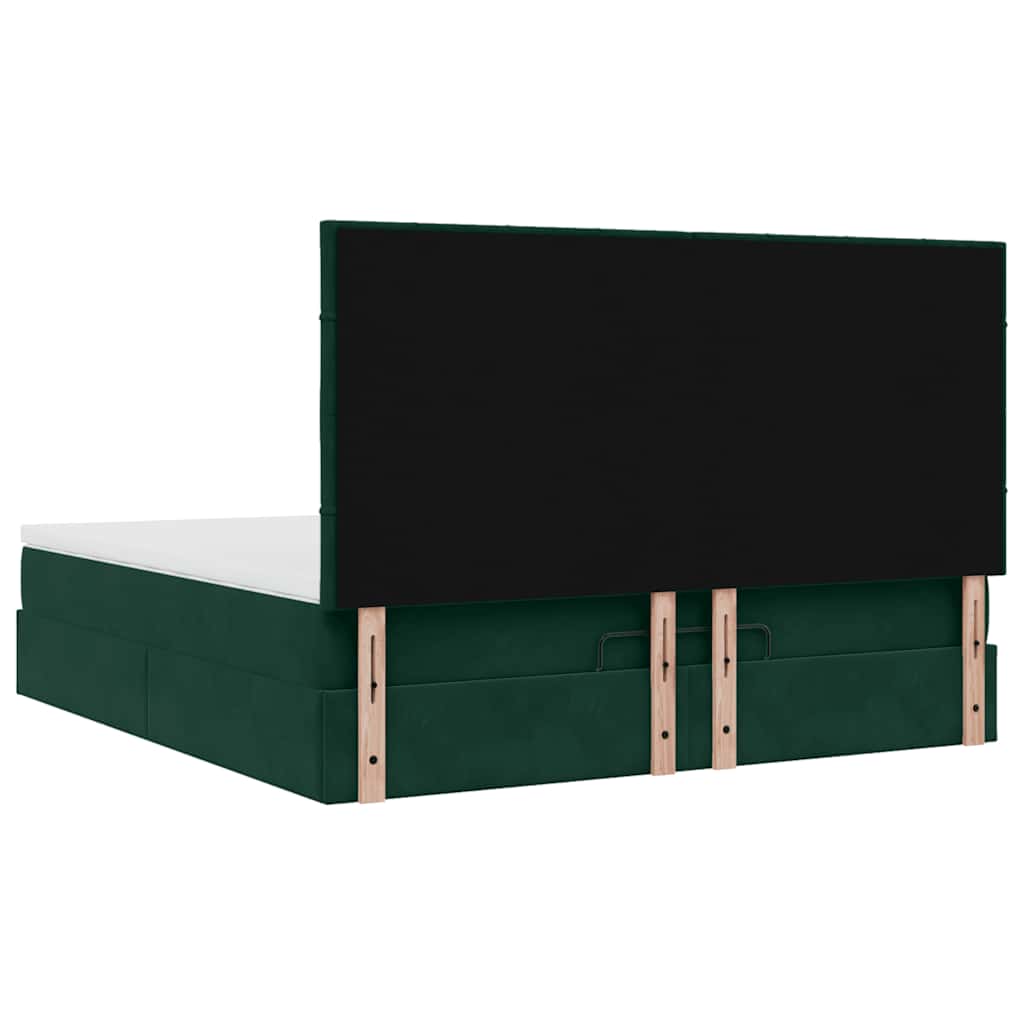 vidaXL Ottoman-Bett mit Matratzen Dunkelgrün 160x200 cm Samt