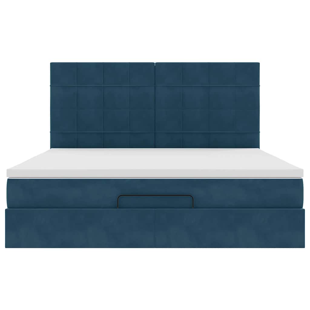 vidaXL Ottoman-Bett mit Matratzen Dunkelblau 160x200 cm Samt