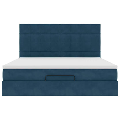 vidaXL Ottoman-Bett mit Matratzen Dunkelblau 160x200 cm Samt