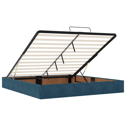 vidaXL Ottoman-Bett mit Matratzen Dunkelblau 160x200 cm Samt