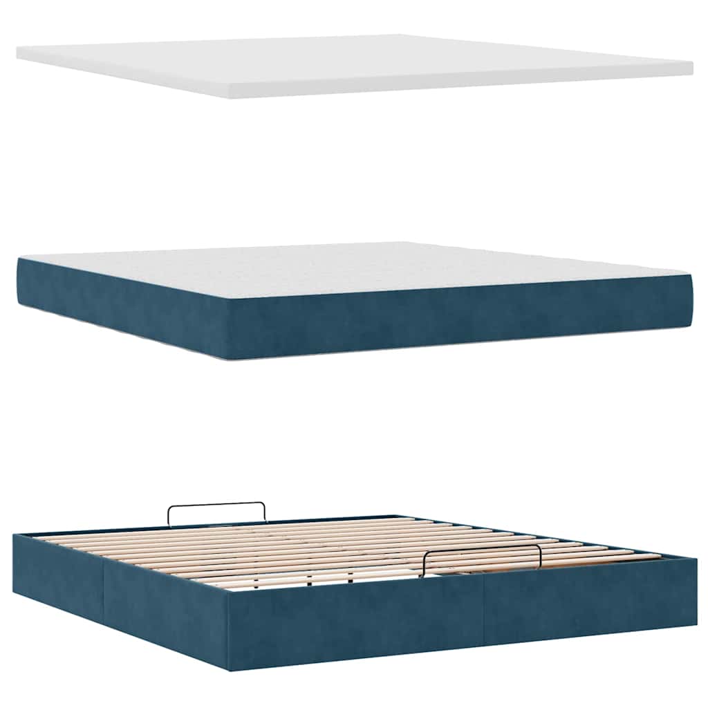 vidaXL Ottoman-Bett mit Matratzen Dunkelblau 160x200 cm Samt
