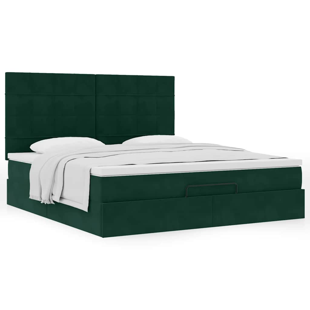 vidaXL Ottoman-Bett mit Matratzen Dunkelgrün 180x200 cm Samt