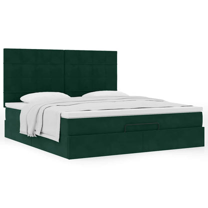 vidaXL Ottoman-Bett mit Matratzen Dunkelgrün 180x200 cm Samt