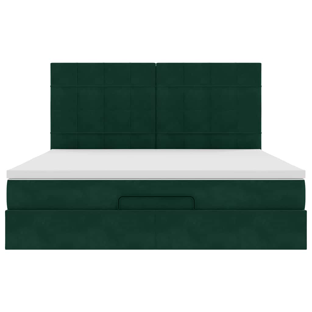 vidaXL Ottoman-Bett mit Matratzen Dunkelgrün 180x200 cm Samt