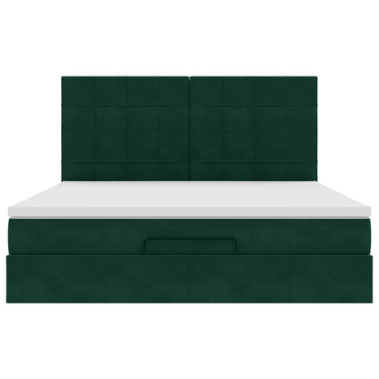 vidaXL Ottoman-Bett mit Matratzen Dunkelgrün 180x200 cm Samt