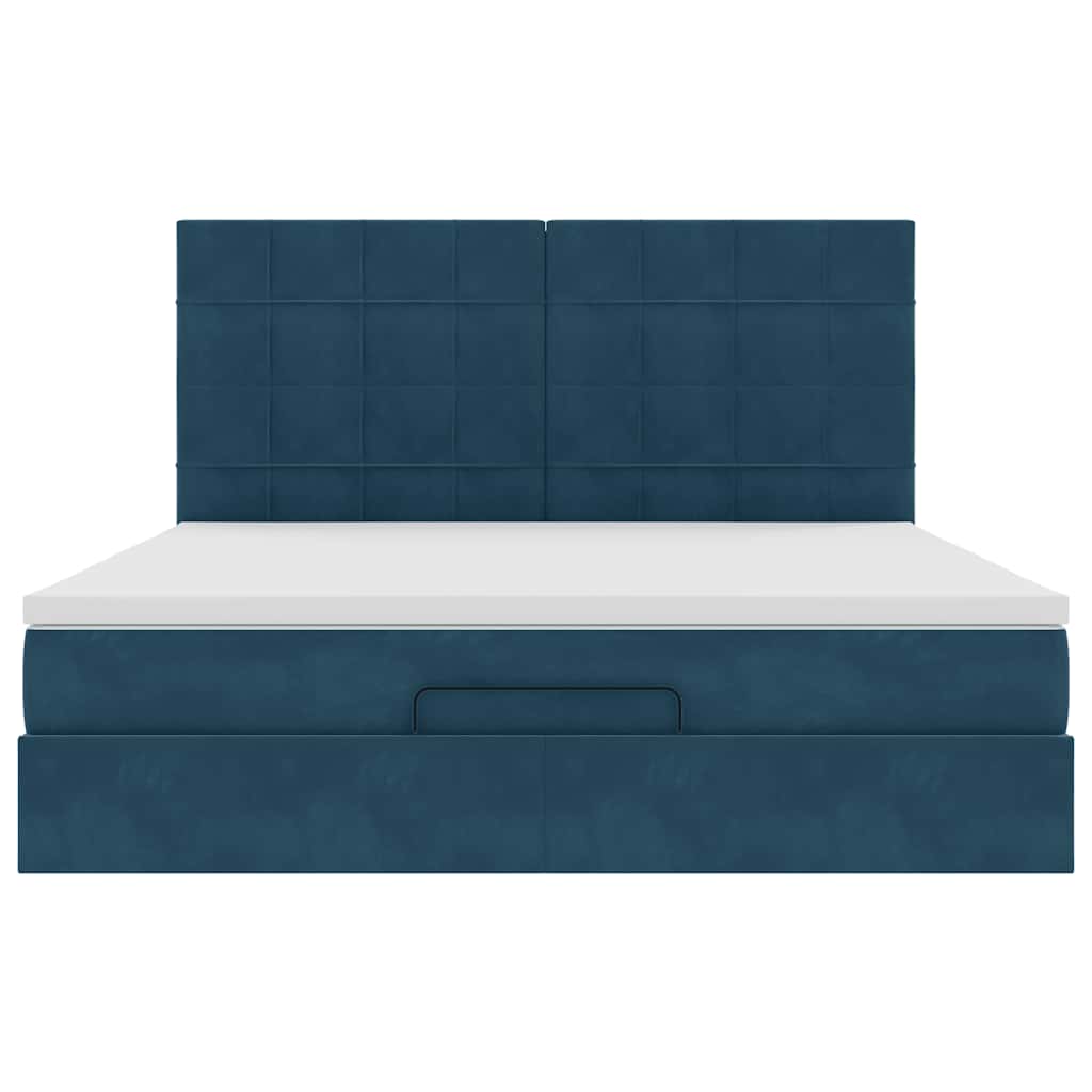 vidaXL Ottoman-Bett mit Matratzen Dunkelblau 180x200 cm Samt