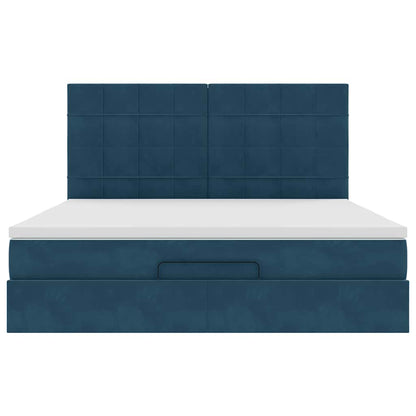 vidaXL Ottoman-Bett mit Matratzen Dunkelblau 180x200 cm Samt