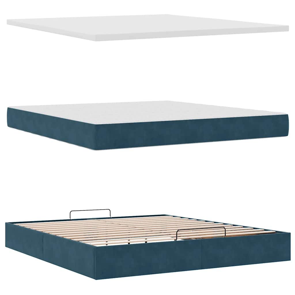 vidaXL Ottoman-Bett mit Matratzen Dunkelblau 180x200 cm Samt