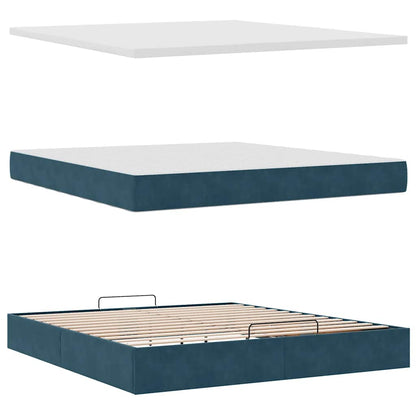 vidaXL Ottoman-Bett mit Matratzen Dunkelblau 180x200 cm Samt