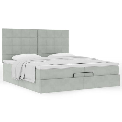 vidaXL Lit coffre avec matelas Gris clair 200x200 cm Velours