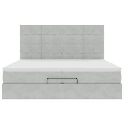 Ottoman-Bett mit Matratzen Hellgrau 200x200 cm Samt