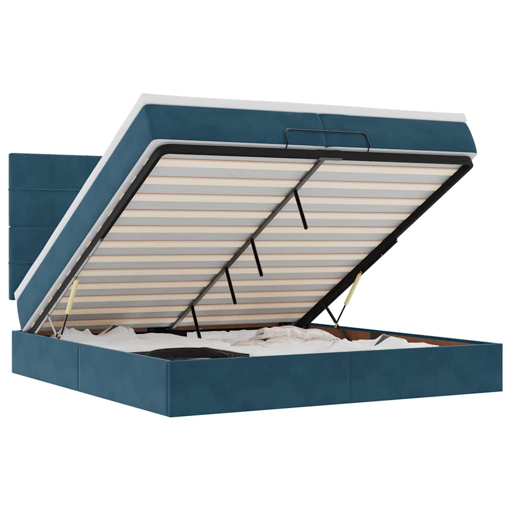 Ottoman-Bett mit Matratzen Dunkelblau 200x200 cm Samt