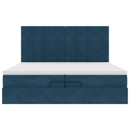 Ottoman-Bett mit Matratzen Dunkelblau 200x200 cm Samt