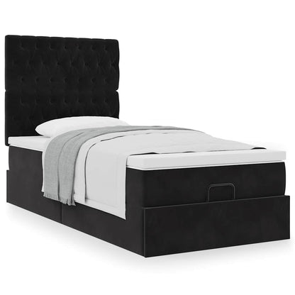 vidaXL Ottoman-Bett mit Matratzen Schwarz 80x200 cm Samt