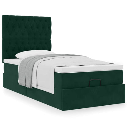 vidaXL Ottoman-Bett mit Matratzen Dunkelgrün 80x200 cm Samt