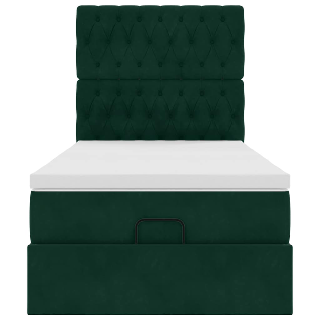 Ottoman-Bett mit Matratzen Dunkelgrün 80x200 cm Samt