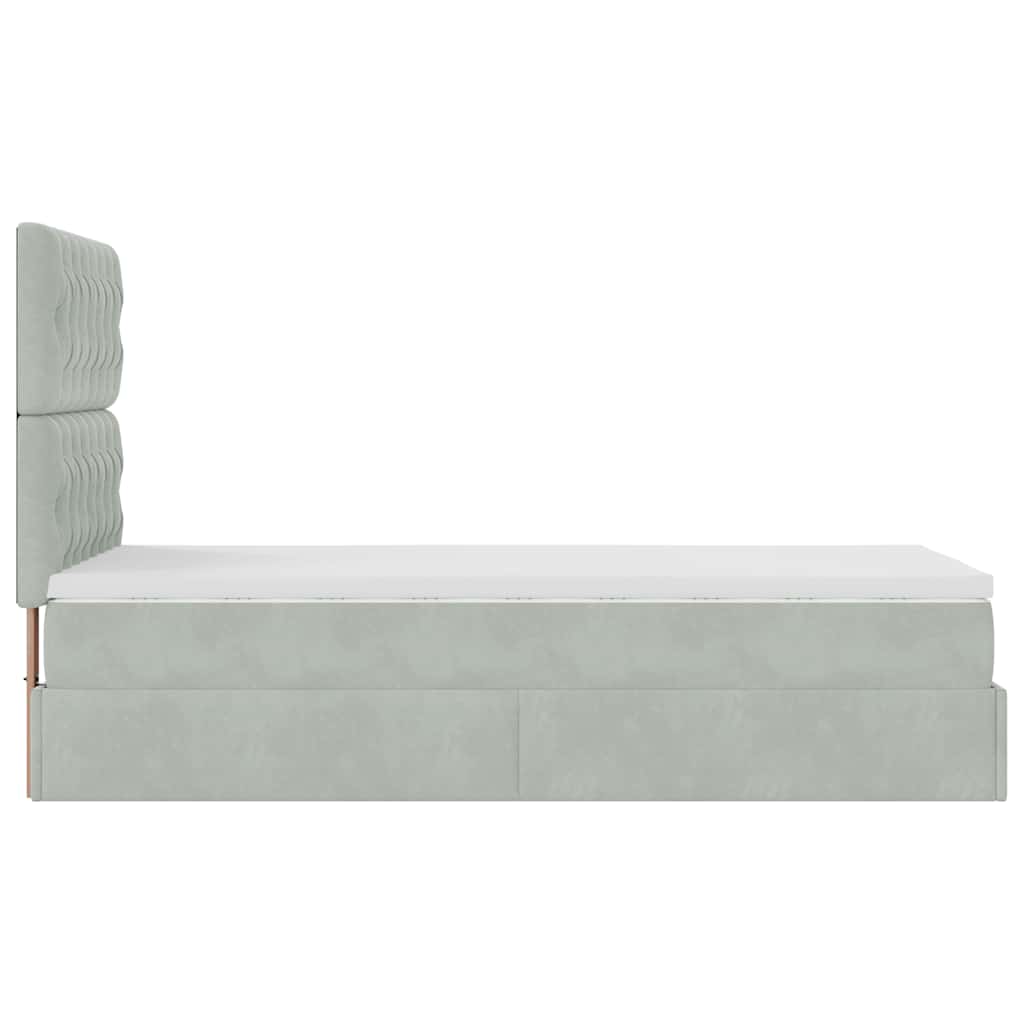 vidaXL Ottoman-Bett mit Matratzen Hellgrau 90x190 cm Samt