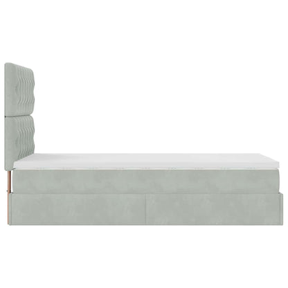 vidaXL Ottoman-Bett mit Matratzen Hellgrau 90x190 cm Samt