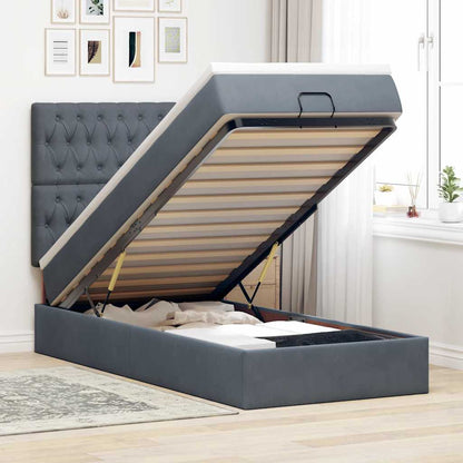 vidaXL Ottoman-Bett mit Matratzen Dunkelgrau 90x190 cm Samt