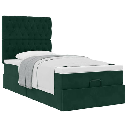 vidaXL Lit ottoman avec matelas vert foncé 90x190 cm velours