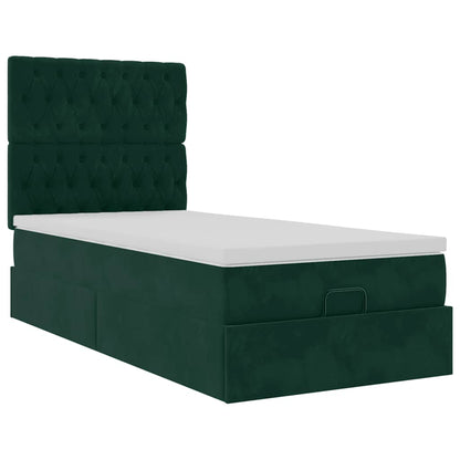 vidaXL Lit ottoman avec matelas vert foncé 90x190 cm velours