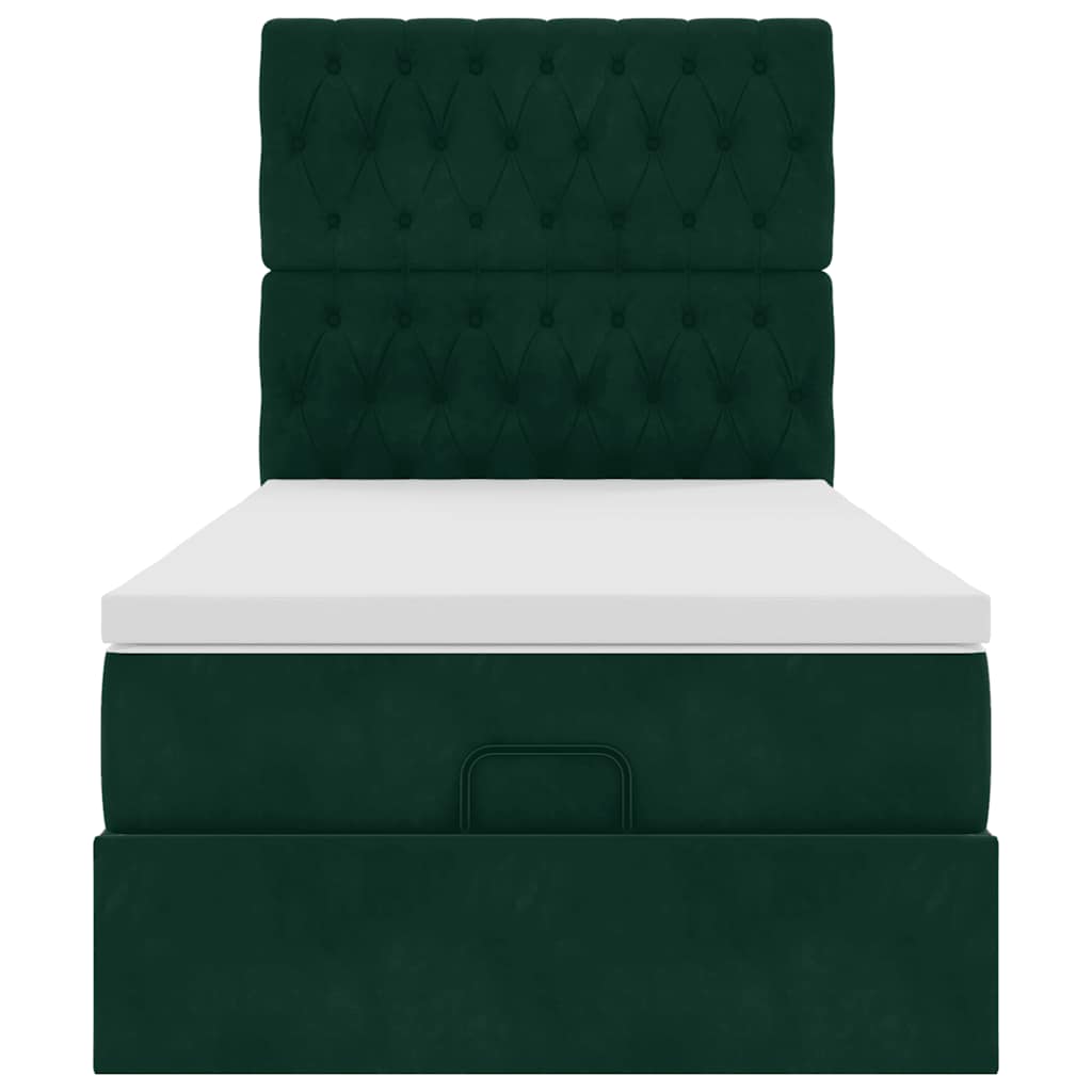 vidaXL Lit ottoman avec matelas vert foncé 90x190 cm velours