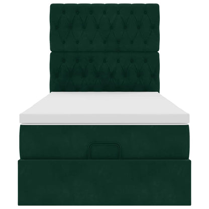 vidaXL Lit ottoman avec matelas vert foncé 90x190 cm velours