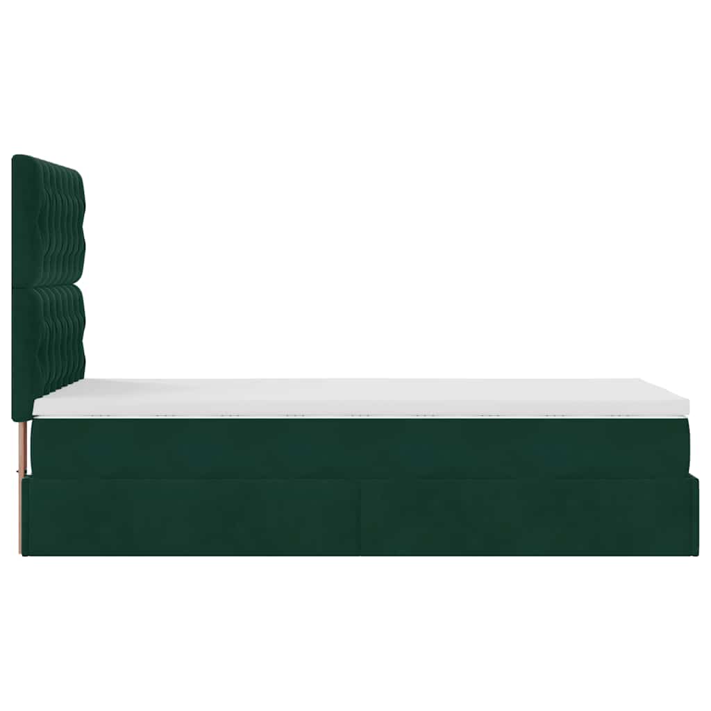 vidaXL Lit ottoman avec matelas vert foncé 90x190 cm velours