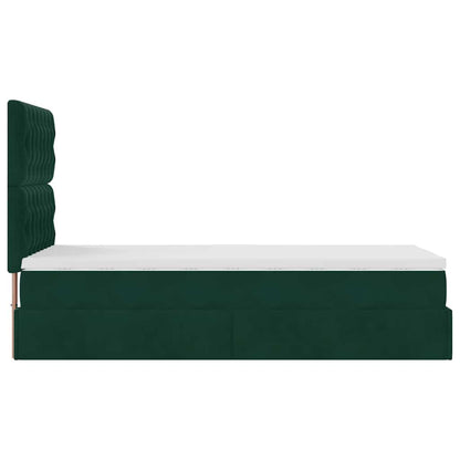 vidaXL Lit ottoman avec matelas vert foncé 90x190 cm velours