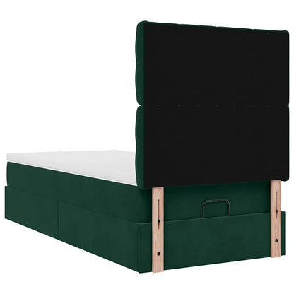 vidaXL Lit ottoman avec matelas vert foncé 90x190 cm velours