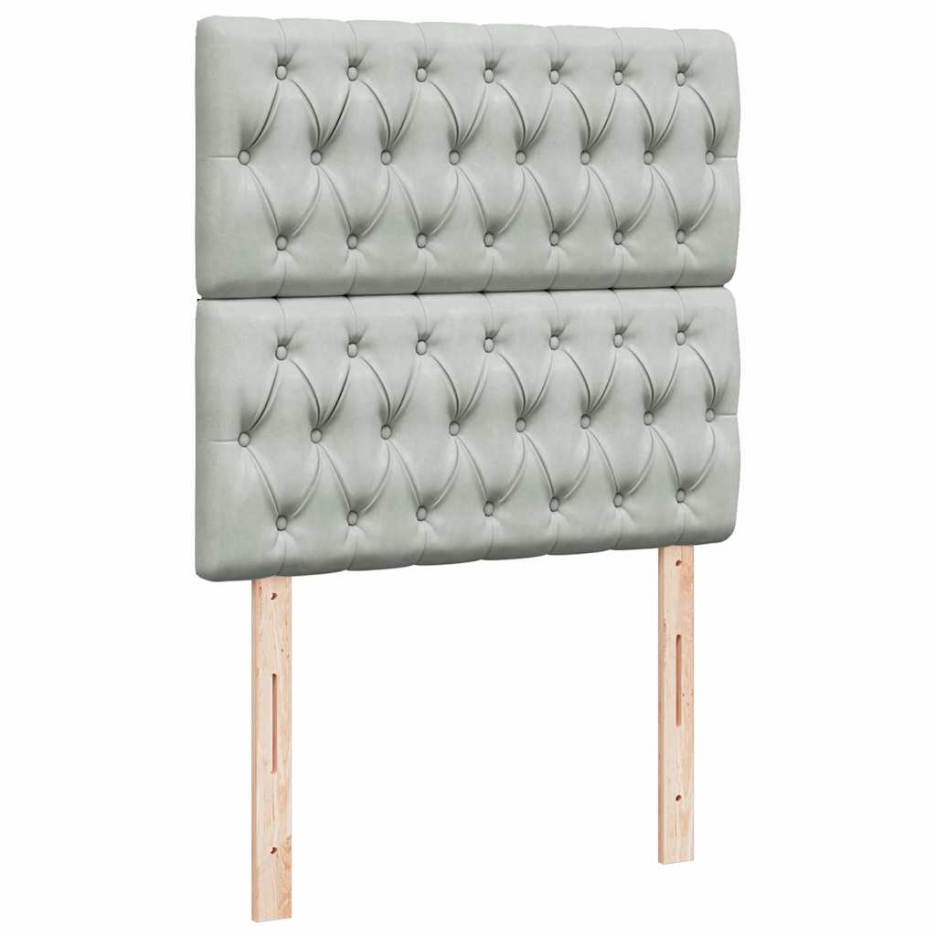 vidaXL Ottoman-Bett mit Matratzen Hellgrau 90x200 cm Samt