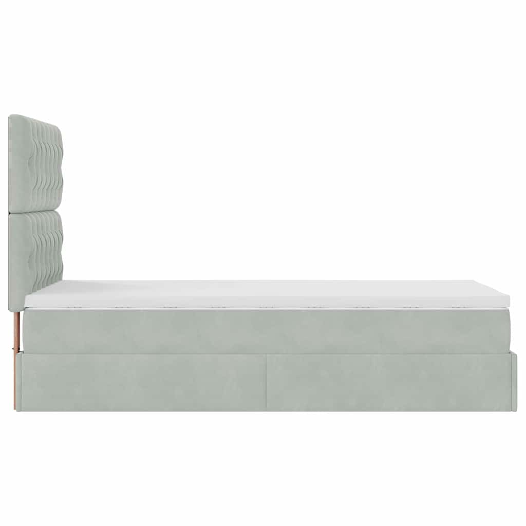 vidaXL Ottoman-Bett mit Matratzen Hellgrau 90x200 cm Samt