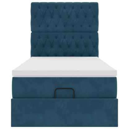 Ottoman-Bett mit Matratzen Dunkelblau 90x200 cm Samt