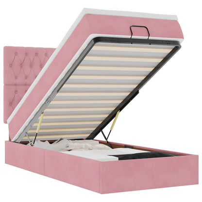 vidaXL Lit ottoman avec matelas Rose 90x200 cm Velours