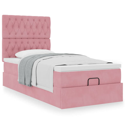 vidaXL Lit ottoman avec matelas Rose 90x200 cm Velours