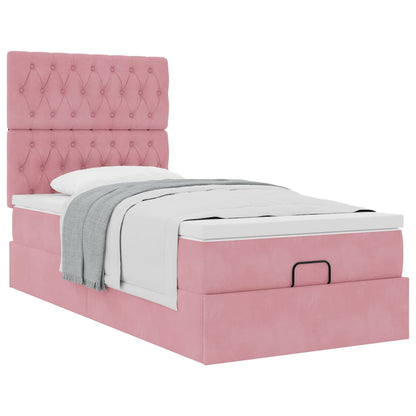 vidaXL Lit ottoman avec matelas Rose 90x200 cm Velours