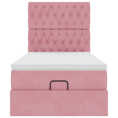 vidaXL Lit ottoman avec matelas Rose 90x200 cm Velours
