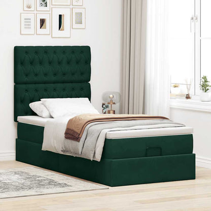 vidaXL Lit banquette avec matelas Vert foncé 100x200 cm Velours