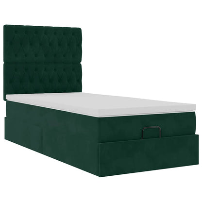 vidaXL Lit banquette avec matelas Vert foncé 100x200 cm Velours