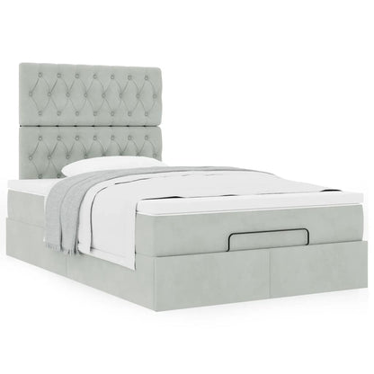 vidaXL Ottoman-Bett mit Matratzen Hellgrau 120x190 cm Samt