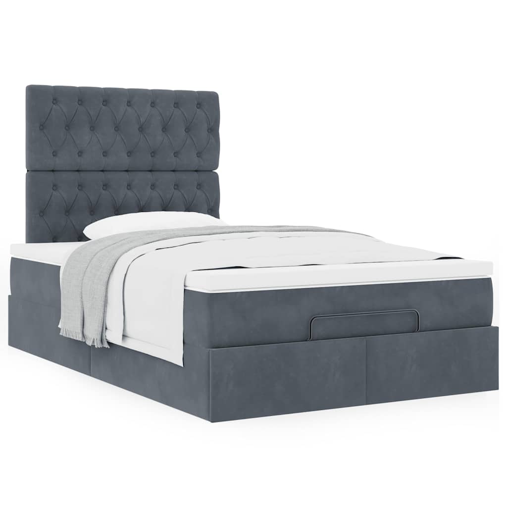 vidaXL Lit-ottoman avec matelas Gris foncé 120x190 cm Velours