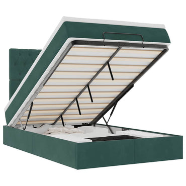 vidaXL Lit ottoman avec matelas vert foncé 120x190 cm velours