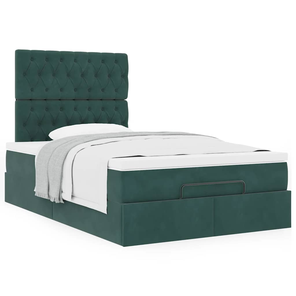 vidaXL Lit ottoman avec matelas vert foncé 120x190 cm velours