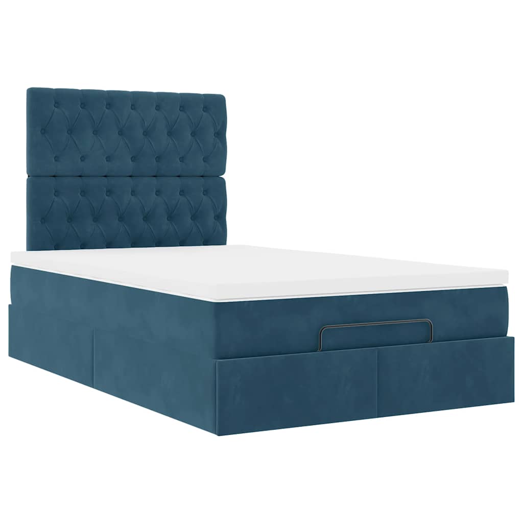 vidaXL Ottoman-Bett mit Matratzen Dunkelblau 120x190 cm Samt