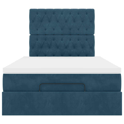 vidaXL Ottoman-Bett mit Matratzen Dunkelblau 120x190 cm Samt