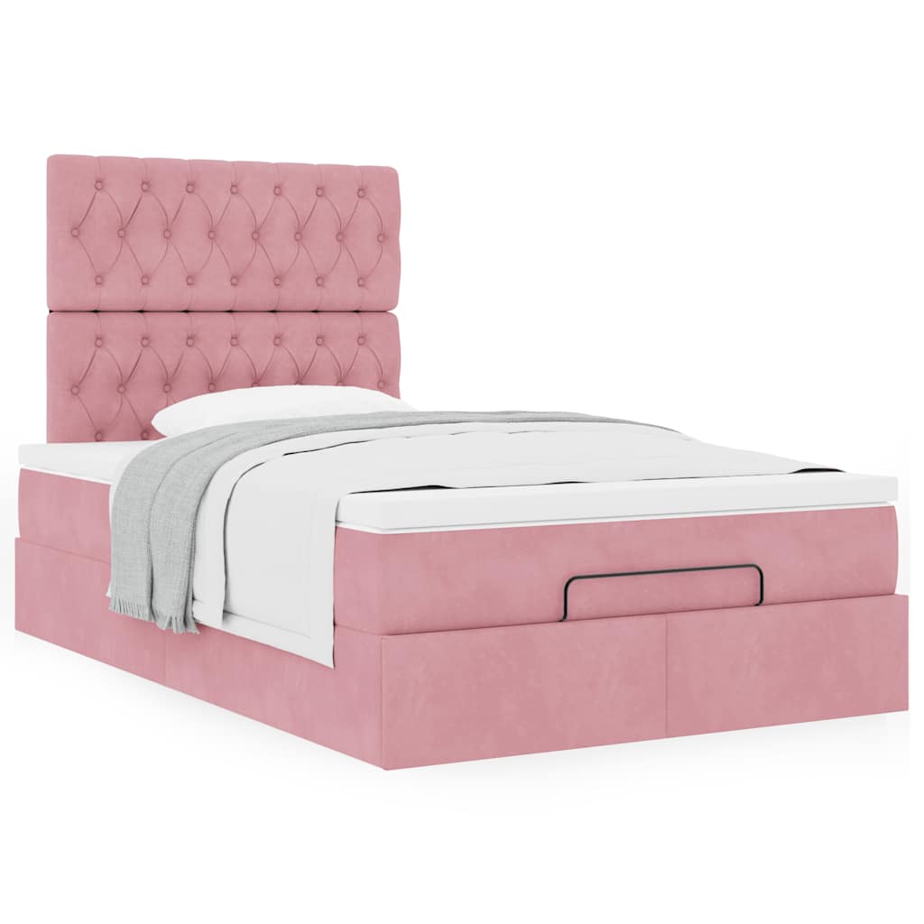 vidaXL Ottoman-Bett mit Matratzen Rosa 120x190 cm Samt