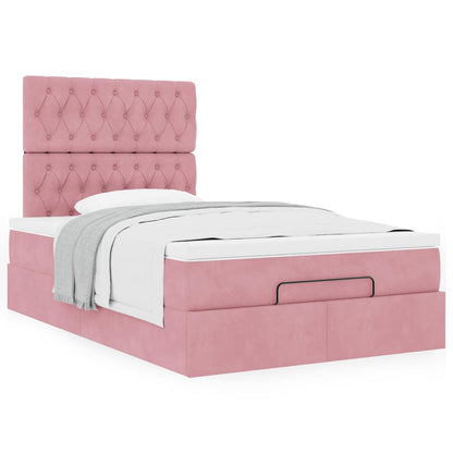 vidaXL Ottoman-Bett mit Matratzen Rosa 120x190 cm Samt
