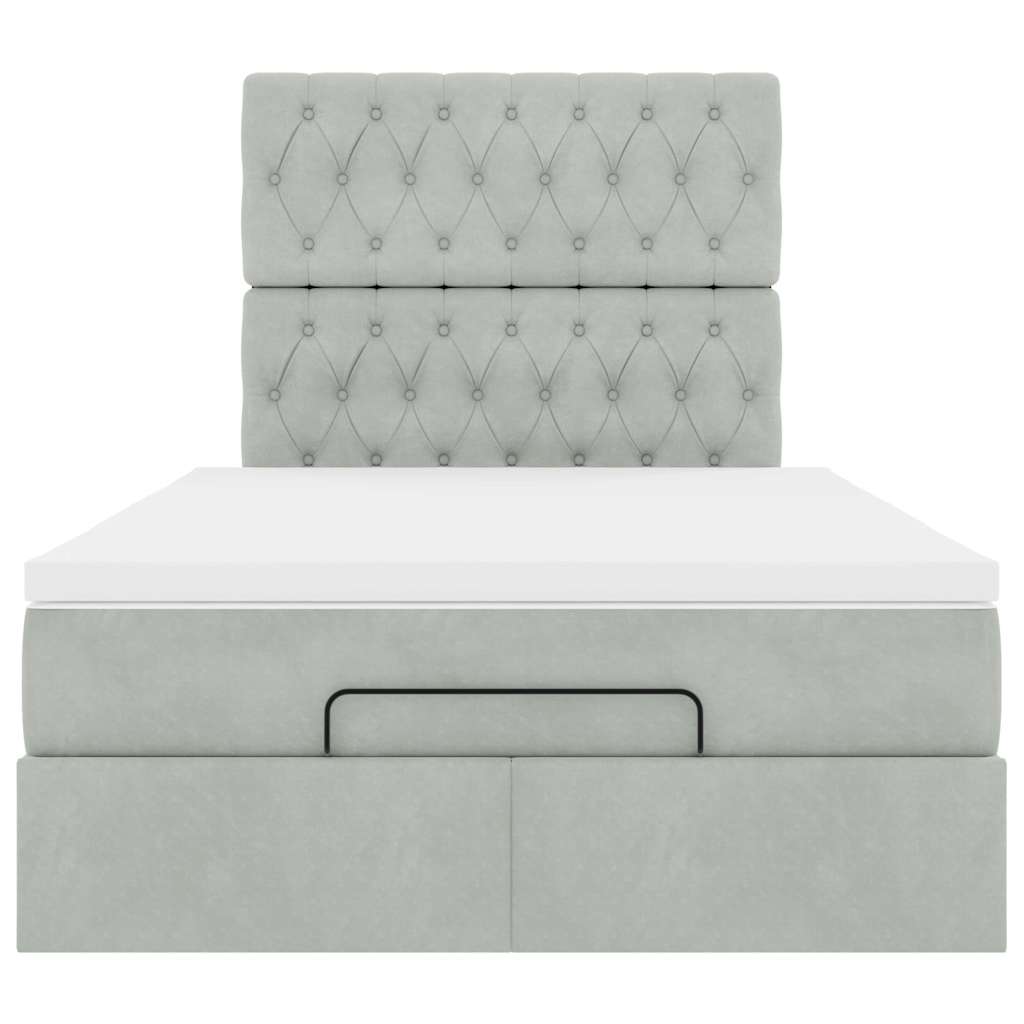 vidaXL Ottoman-Bett mit Matratzen Hellgrau 120x200 cm Samt