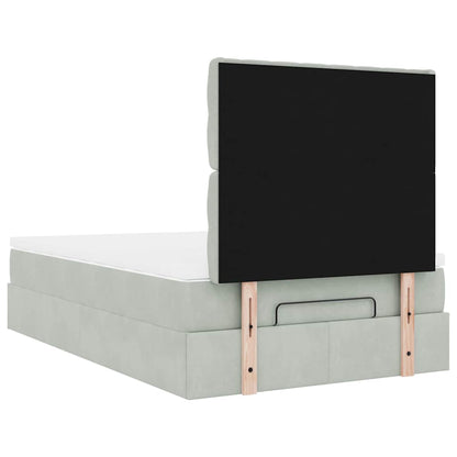 vidaXL Ottoman-Bett mit Matratzen Hellgrau 120x200 cm Samt
