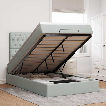 vidaXL Ottoman-Bett mit Matratzen Hellgrau 120x200 cm Samt